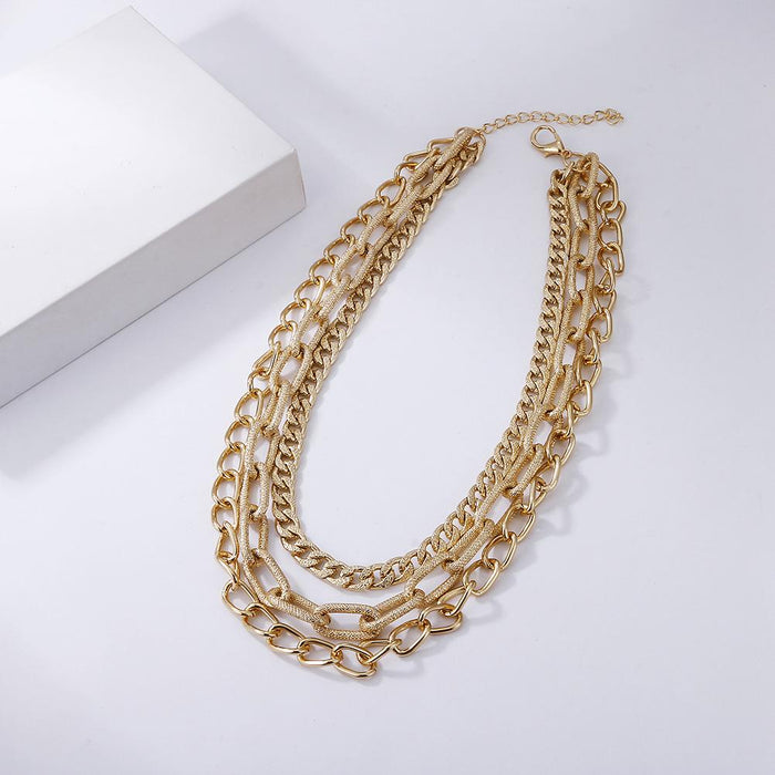 Bulk Jewelry Wholesale alloy multilayer hollow thick necklaces JDC-NE-YN003 Wholesale factory from China YIWU China