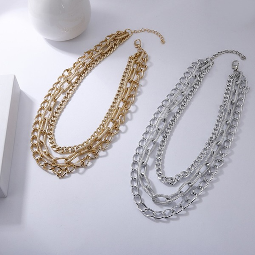 Bulk Jewelry Wholesale alloy multilayer hollow thick necklaces JDC-NE-YN003 Wholesale factory from China YIWU China