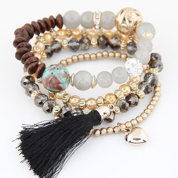 Bulk Jewelry Wholesale alloy multilayer woven hand crystal wood pearl bracelet JDC-BT-wy013 Wholesale factory from China YIWU China