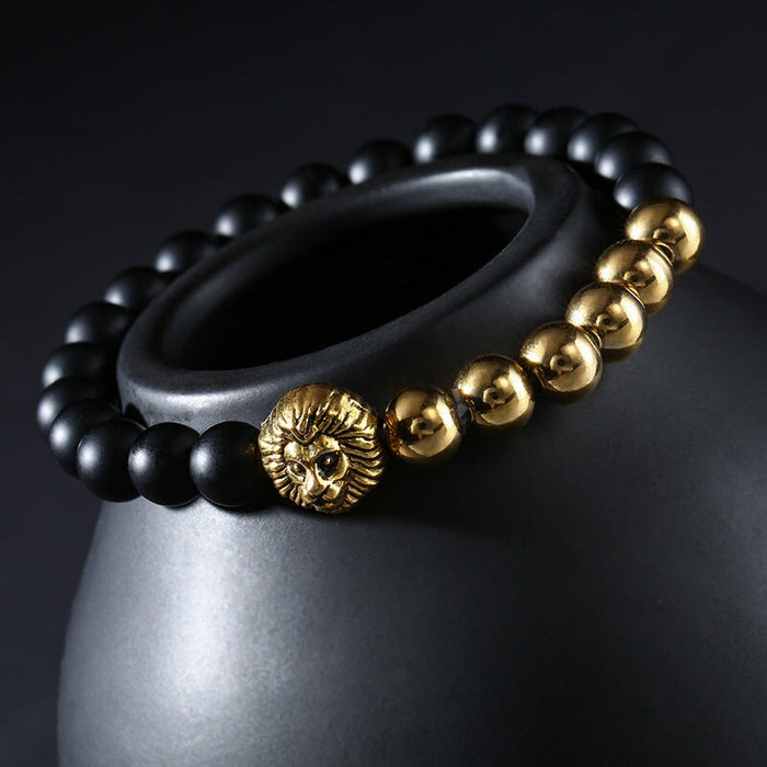 Wholesale Alloy Natural Stone Lion Beaded Bracelet JDC-BT-ZiR008 Bracelet 孜瑞 Wholesale Jewelry JoyasDeChina Joyas De China