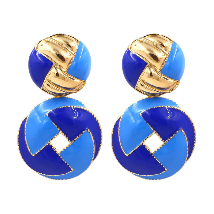 Wholesale alloy new black and white geometric Earrings JDC-ES-MY162 Earrings 曼茵 blue Wholesale Jewelry JoyasDeChina Joyas De China