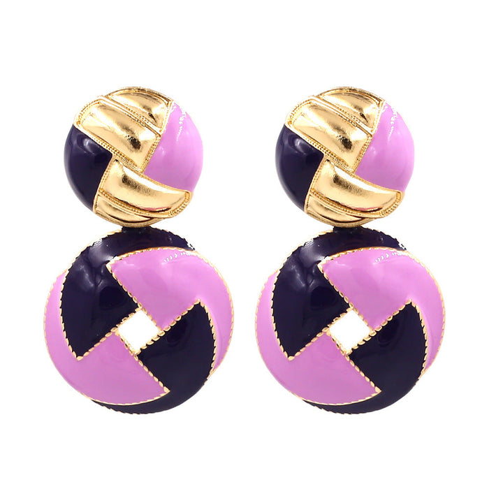Wholesale alloy new black and white geometric Earrings JDC-ES-MY162 Earrings 曼茵 purple Wholesale Jewelry JoyasDeChina Joyas De China