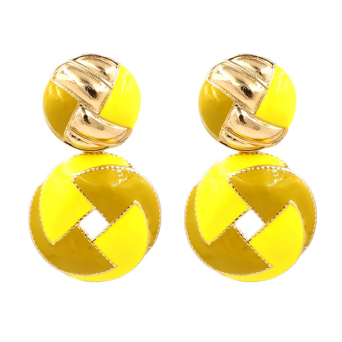 Wholesale alloy new black and white geometric Earrings JDC-ES-MY162 Earrings 曼茵 yellow Wholesale Jewelry JoyasDeChina Joyas De China