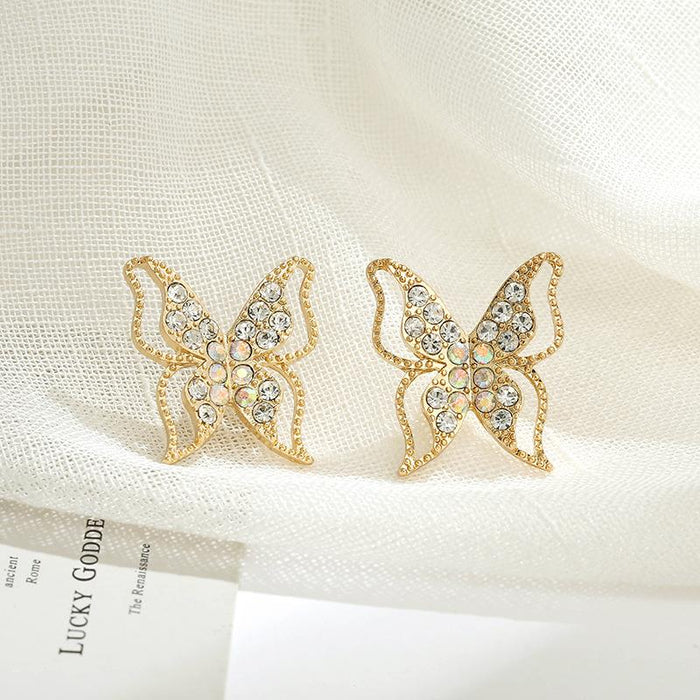Wholesale alloy new fashion hollow Rhinestone Butterfly Earrings JDC-ES-GSLSY052 Earrings JoyasDeChina stud earrings Wholesale Jewelry JoyasDeChina Joyas De China