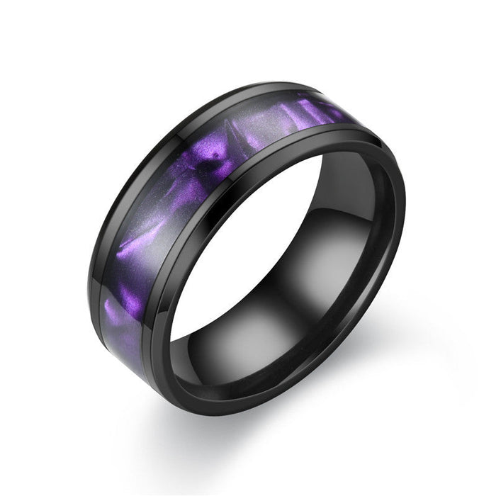 Wholesale alloy new shell ring JDC-RS-TS071 Rings 腾穗 8MMbalck purple No.7 Wholesale Jewelry JoyasDeChina Joyas De China