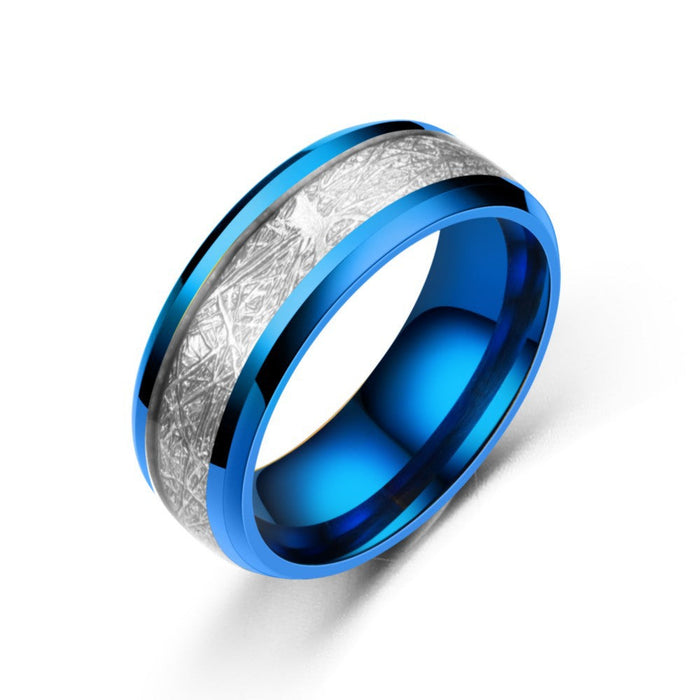 Wholesale alloy new titanium steel double bevel ring JDC-RS-TS065 Rings 腾穗 8MMblue No. 7 Wholesale Jewelry JoyasDeChina Joyas De China