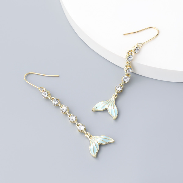 Wholesale alloy oil dripping diamond fish tail earrings earrings JDC-ES-JL541 Earrings JoyasDeChina Wholesale Jewelry JoyasDeChina Joyas De China