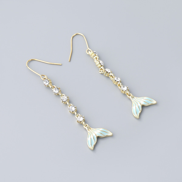 Wholesale alloy oil dripping diamond fish tail earrings earrings JDC-ES-JL541 Earrings JoyasDeChina Wholesale Jewelry JoyasDeChina Joyas De China