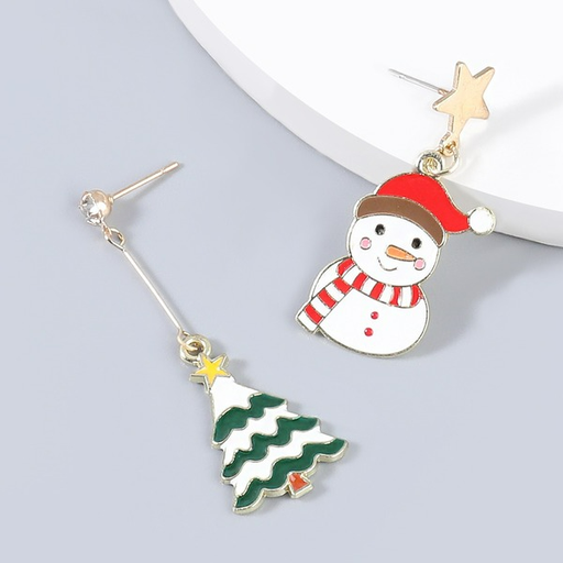 Wholesale alloy oil dripping Rhinestone Christmas tree Snowman Earrings JDC-ES-JL561 Earrings JoyasDeChina Wholesale Jewelry JoyasDeChina Joyas De China
