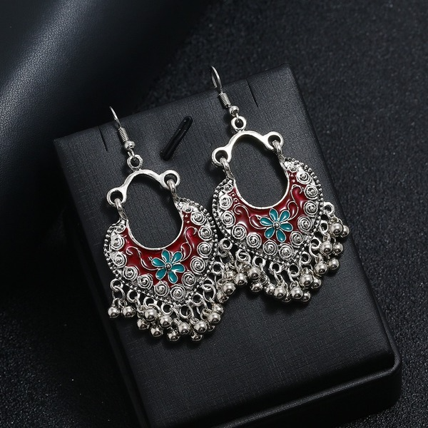 Bulk Jewelry Wholesale alloy oil dripping Royal flower Tassel Earrings JDC-ES-bq159 Wholesale factory from China YIWU China