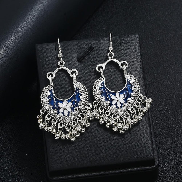 Bulk Jewelry Wholesale alloy oil dripping Royal flower Tassel Earrings JDC-ES-bq159 Wholesale factory from China YIWU China