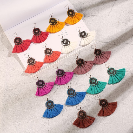 Bulk Jewelry Wholesale alloy oil drop color tassel sunflower earrings JDC-ES-KJ004 Wholesale factory from China YIWU China