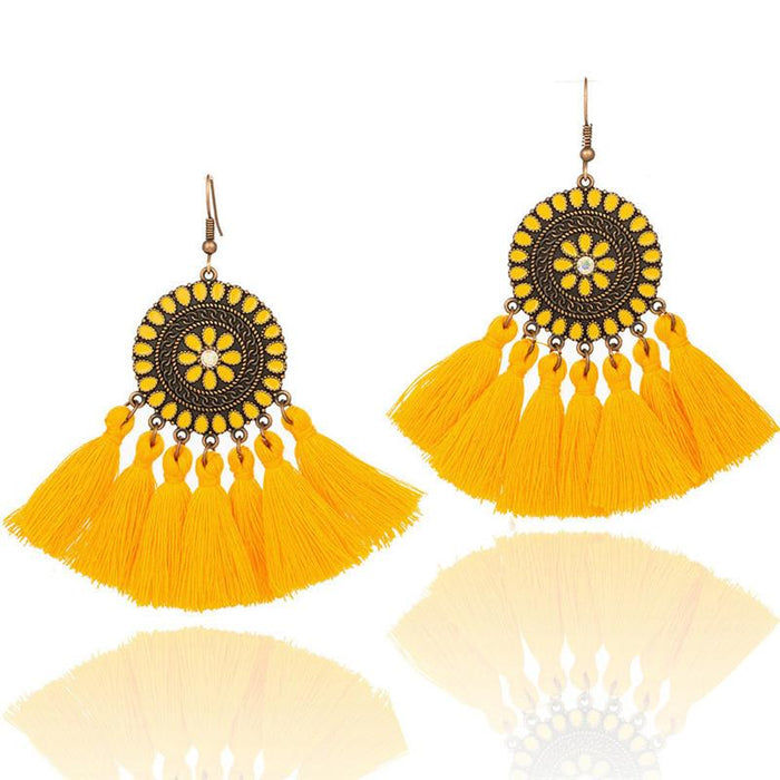 Wholesale alloy oil drop color tassel sunflower earrings JDC-ES-KJ004 Earrings JoyasDeChina E021408 Wholesale Jewelry JoyasDeChina Joyas De China