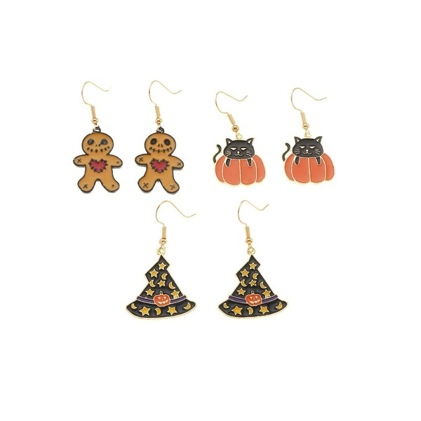 Wholesale alloy oil drop pumpkin Black Cat Earrings JDC-ES-E248 Earrings JoyasDeChina Wholesale Jewelry JoyasDeChina Joyas De China