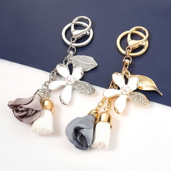Bulk Jewelry Wholesale alloy oil inlaid diamond cloth flower keychains JDC-KC-CL010 Wholesale factory from China YIWU China