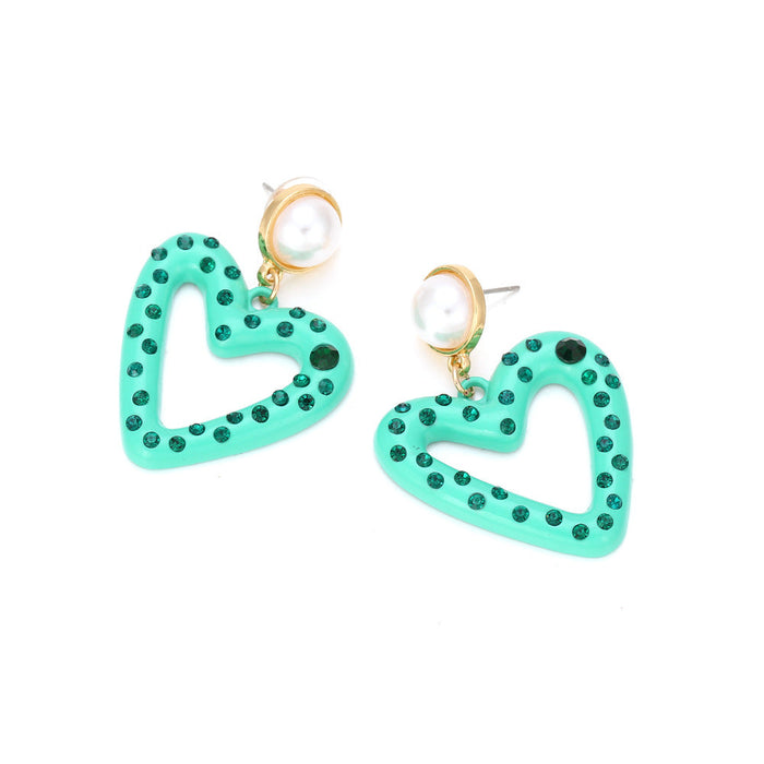 Wholesale alloy paint inlaid diamond heart earrings JDC-ES-MY217 Earrings 曼茵 Wholesale Jewelry JoyasDeChina Joyas De China