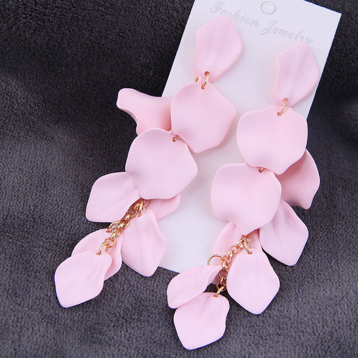 Wholesale alloy paint multi-layer tassel petal earrings JDC-ES-wy070 Earrings JoyasDeChina pink Wholesale Jewelry JoyasDeChina Joyas De China