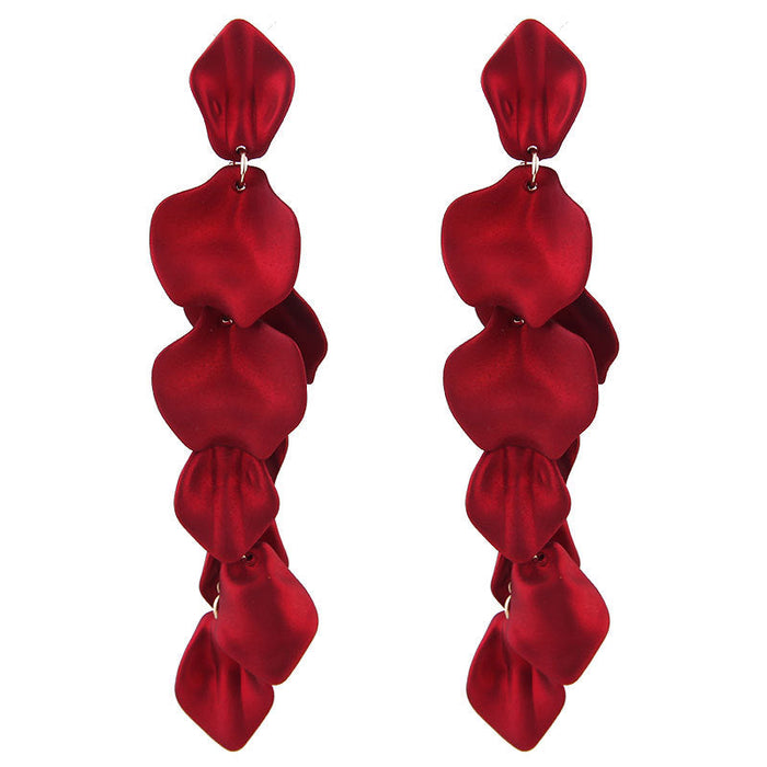 Wholesale alloy paint multi-layer tassel petal earrings JDC-ES-wy070 Earrings JoyasDeChina red Wholesale Jewelry JoyasDeChina Joyas De China