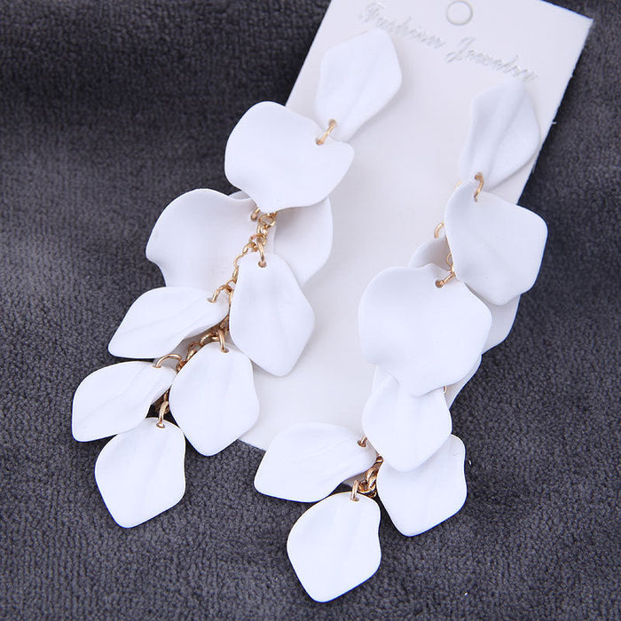 Wholesale alloy paint multi-layer tassel petal earrings JDC-ES-wy070 Earrings JoyasDeChina white Wholesale Jewelry JoyasDeChina Joyas De China