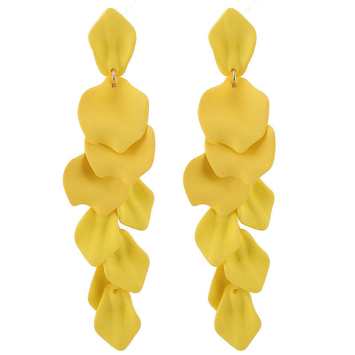 Wholesale alloy paint multi-layer tassel petal earrings JDC-ES-wy070 Earrings JoyasDeChina Yellow Wholesale Jewelry JoyasDeChina Joyas De China