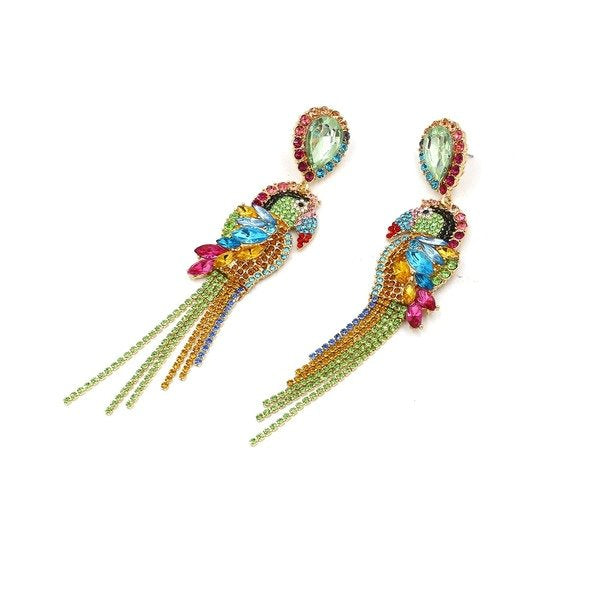 Wholesale alloy parrot diamond Tassel Earrings JDC-ES-MY161 Earrings 曼茵 Wholesale Jewelry JoyasDeChina Joyas De China