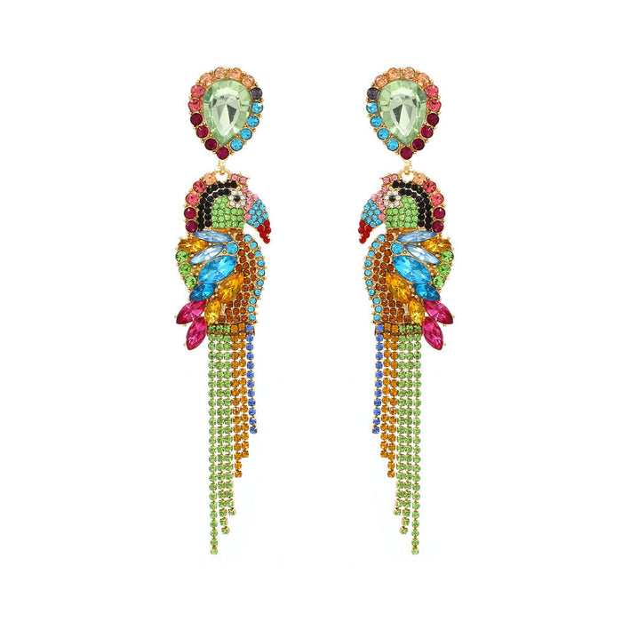 Wholesale alloy parrot diamond Tassel Earrings JDC-ES-MY161 Earrings 曼茵 color Wholesale Jewelry JoyasDeChina Joyas De China