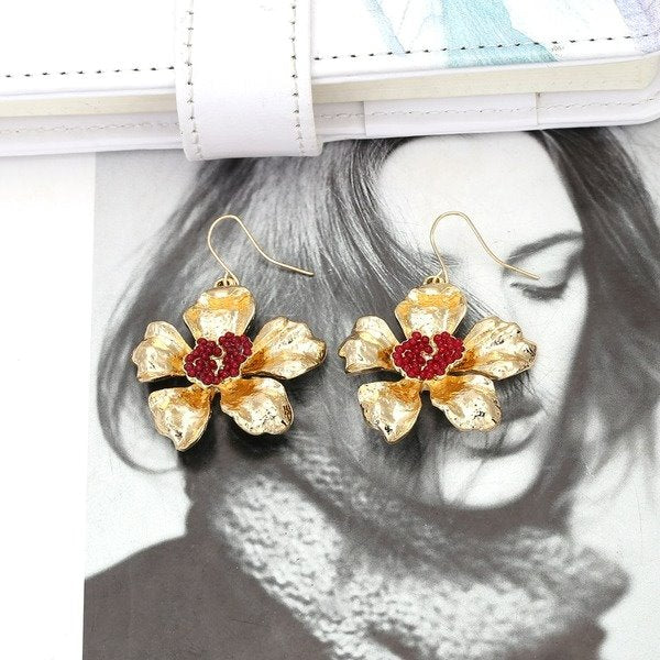 Wholesale alloy pastoral Gold Flower Earrings JDC-ES-MY174 Earrings 曼茵 Wholesale Jewelry JoyasDeChina Joyas De China