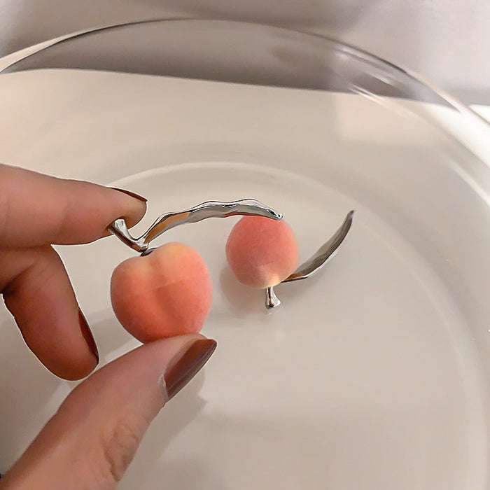 Wholesale alloy peach earrings JDC-ES-JINQ002 Earrings JoyasDeChina Silver needle - pink trumpet Wholesale Jewelry JoyasDeChina Joyas De China