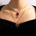 Wholesale alloy pearl and diamond double necklace JDC-NE-C210 NECKLACE 咏歌 17699 Wholesale Jewelry JoyasDeChina Joyas De China