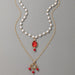 Wholesale alloy pearl and diamond double necklace JDC-NE-C210 NECKLACE 咏歌 Wholesale Jewelry JoyasDeChina Joyas De China