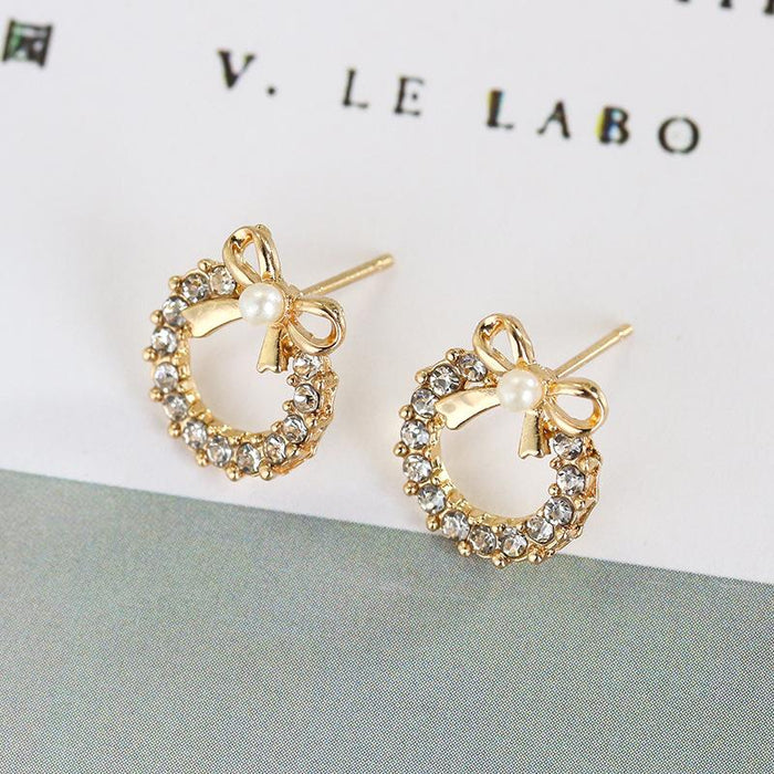 Wholesale alloy pearl bow earrings JDC-ES-MH051 Earrings JoyasDeChina 0504 White Diamond Wholesale Jewelry JoyasDeChina Joyas De China