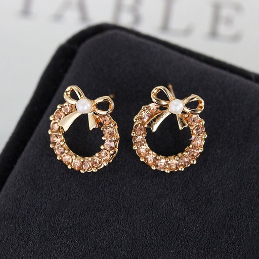 Bulk Jewelry Wholesale alloy pearl bow earrings JDC-ES-MH051 Wholesale factory from China YIWU China