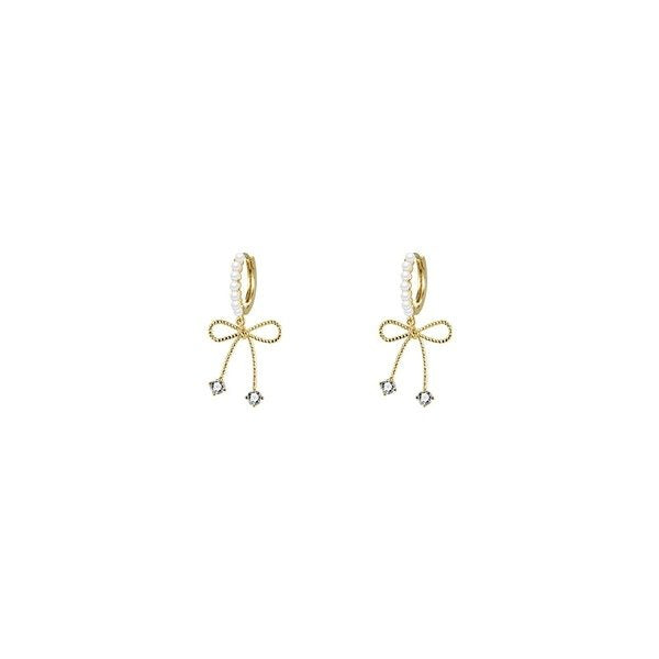 Wholesale alloy pearl bow stud earrings JDC-ES-XuF041 Earrings 旭帆 Wholesale Jewelry JoyasDeChina Joyas De China