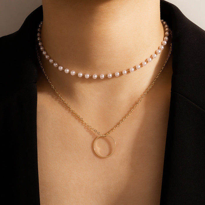 Wholesale alloy pearl chain double necklace JDC-NE-C193 NECKLACE 咏歌 16690 Wholesale Jewelry JoyasDeChina Joyas De China