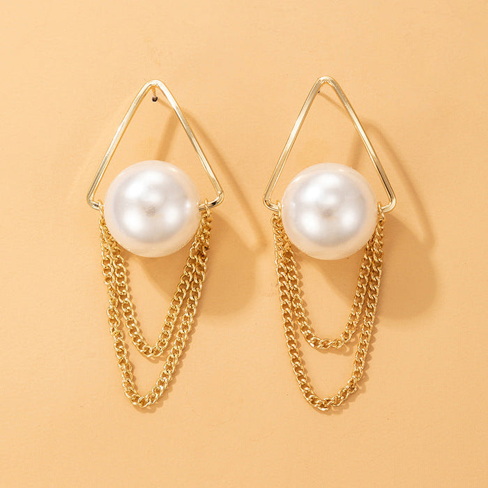 Wholesale alloy pearl chain tassel earrings JDC-ES-C456 Earrings 咏歌 17657 Wholesale Jewelry JoyasDeChina Joyas De China