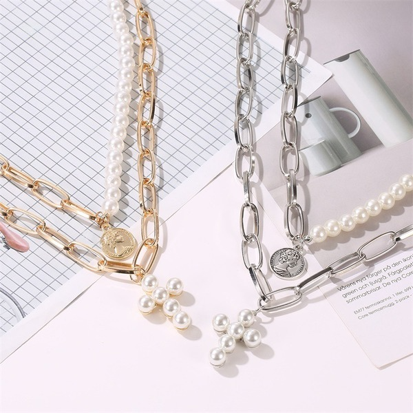 Bulk Jewelry Wholesale alloy pearl cross necklace JDC-NE-A320 Wholesale factory from China YIWU China