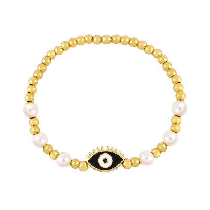 Wholesale alloy pearl demon eye bracelet JDC-BT-AS101 Bracelet 翱昇 balck Wholesale Jewelry JoyasDeChina Joyas De China