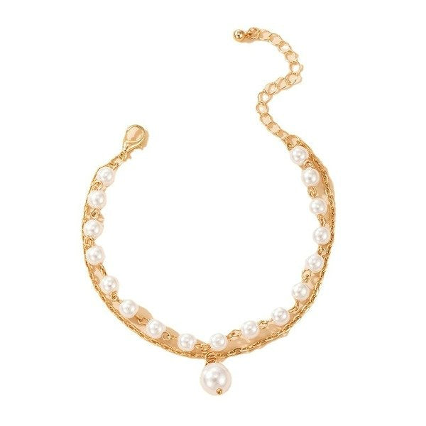 Wholesale alloy pearl double bracelet JDC-BT-C152 Bracelet 咏歌 Wholesale Jewelry JoyasDeChina Joyas De China