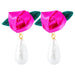 Wholesale alloy pearl earrings JDC-ES-JQ229 Earrings 佳琪 rose red Wholesale Jewelry JoyasDeChina Joyas De China