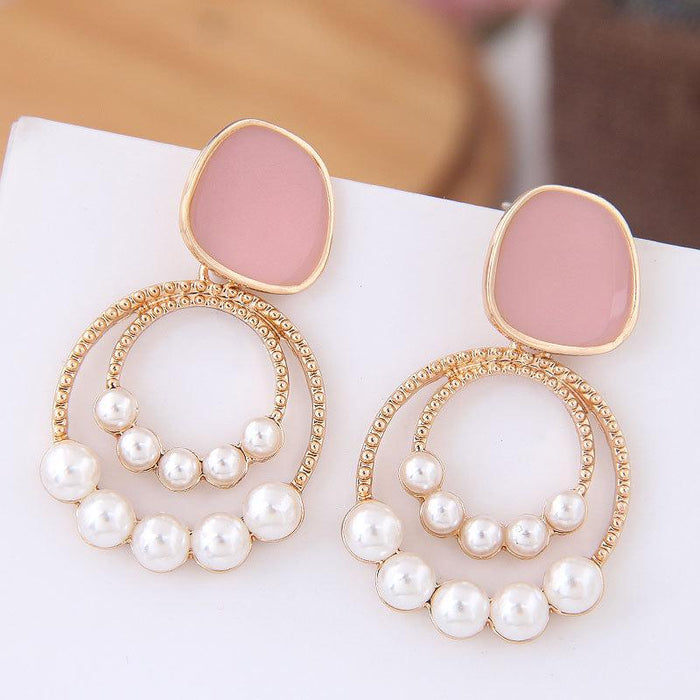 Wholesale alloy Pearl Earrings JDC-ES-wy049 Earrings JoyasDeChina pink Wholesale Jewelry JoyasDeChina Joyas De China