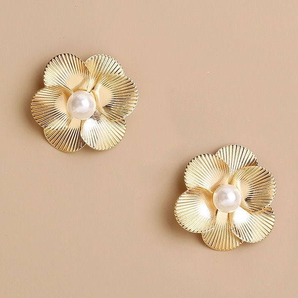 Wholesale Alloy pearl flower earrings JDC-ES-NM012 Earrings 诺铭 Wholesale Jewelry JoyasDeChina Joyas De China