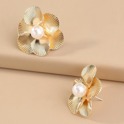 Wholesale Alloy pearl flower earrings JDC-ES-NM012 Earrings 诺铭 Wholesale Jewelry JoyasDeChina Joyas De China