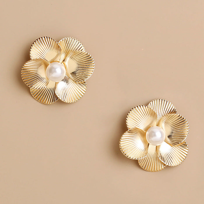 Wholesale Alloy pearl flower earrings JDC-ES-NM012 Earrings 诺铭 Alloy Wholesale Jewelry JoyasDeChina Joyas De China