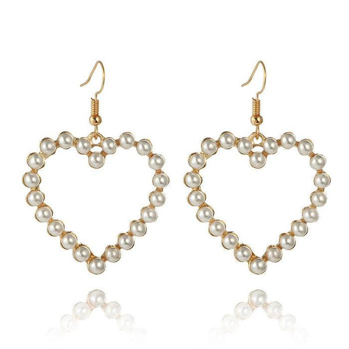 Wholesale alloy pearl gold fashion heart-shaped Love Earrings JDC-ES-C144 earrings JoyasDeChina gold/silvery Wholesale Jewelry JoyasDeChina Joyas De China