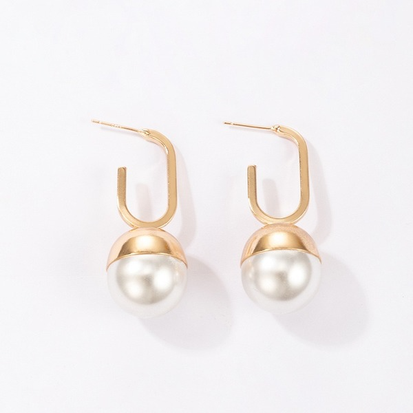 Wholesale alloy pearl hoop earrings JDC-ES-C163 Earrings JoyasDeChina Wholesale Jewelry JoyasDeChina Joyas De China