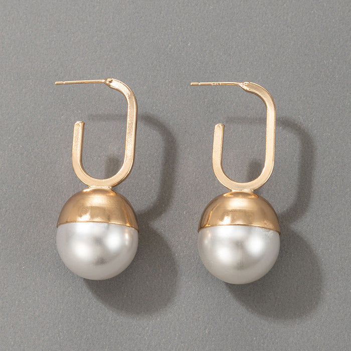 Wholesale alloy pearl hoop earrings JDC-ES-C163 Earrings JoyasDeChina 18246 Wholesale Jewelry JoyasDeChina Joyas De China