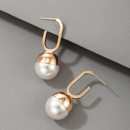 Wholesale alloy pearl hoop earrings JDC-ES-C163 Earrings JoyasDeChina Wholesale Jewelry JoyasDeChina Joyas De China