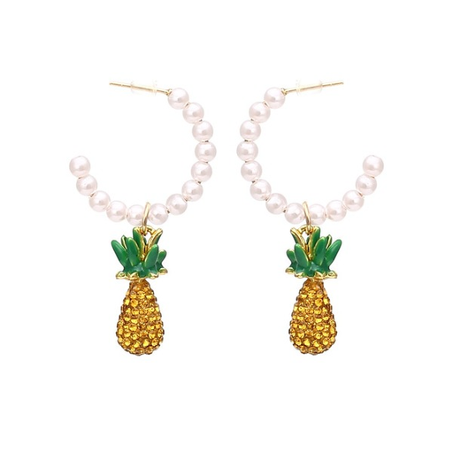 Wholesale alloy pearl pineapple oil drop diamond set earrings JDC-ES-MY053 Earrings JoyasDeChina Wholesale Jewelry JoyasDeChina Joyas De China