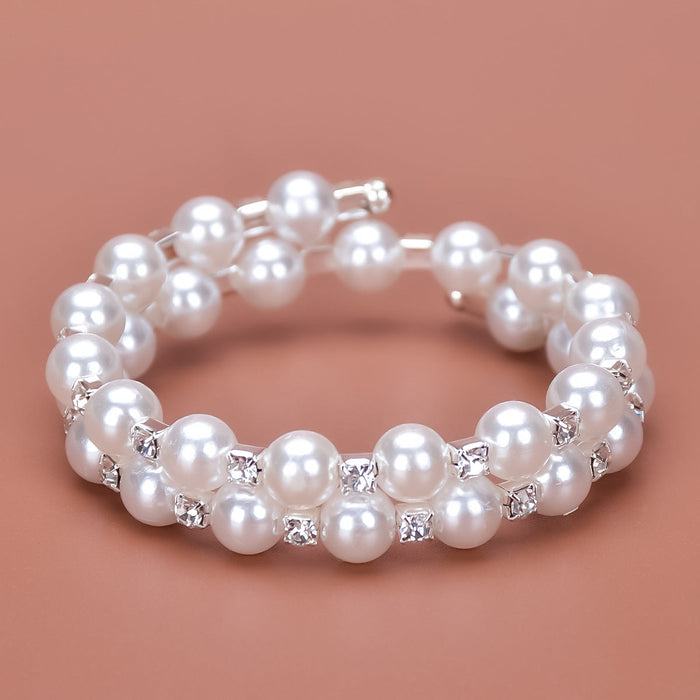 Wholesale alloy pearl rhinestone bracelet JDC-BT-Bis003 Bracelet 碧莎 white Wholesale Jewelry JoyasDeChina Joyas De China