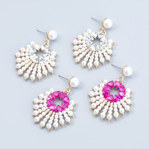 Wholesale alloy pearl sun flower geometric earrings JDC-ES-JL090 Earrings JoyasDeChina Wholesale Jewelry JoyasDeChina Joyas De China